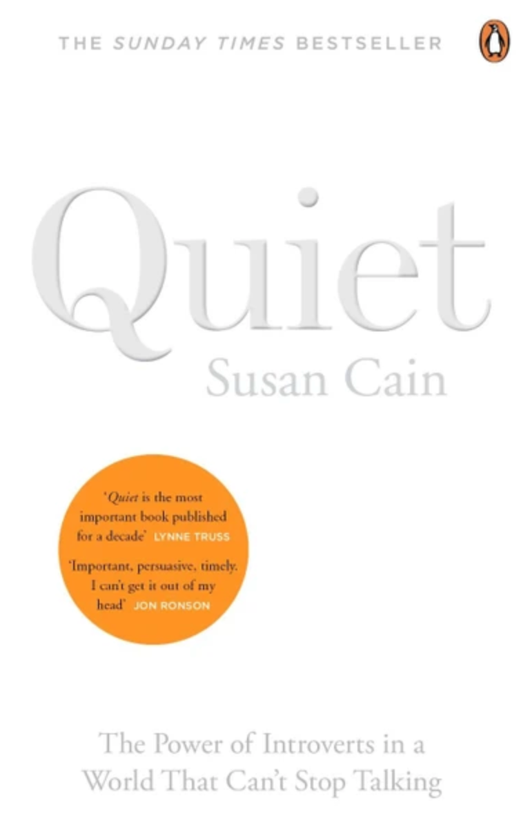 Book cover for Book Club | Quiet, featuring a yellow circular badge with testimonials on the power of introversion and solitude.