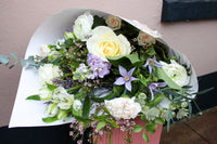 Bouquet of flowers with white and green tones on a neutral background