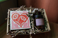Wild About Flowers' 'The Perfect Match' Gift Box includes a card with a pink and red floral heart, dried flowers, and a TWILIGHT natural soy candle—beautifully packaged for Valentine’s Day.